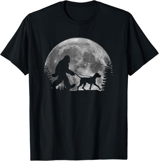 Bigfoot Walking a Dog German Shorthaired Pointer Halloween T-Shirt