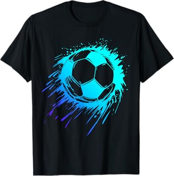 Blue Soccer Ball Soccer Player Mens Soccer Boys Soccer T-Shirt
