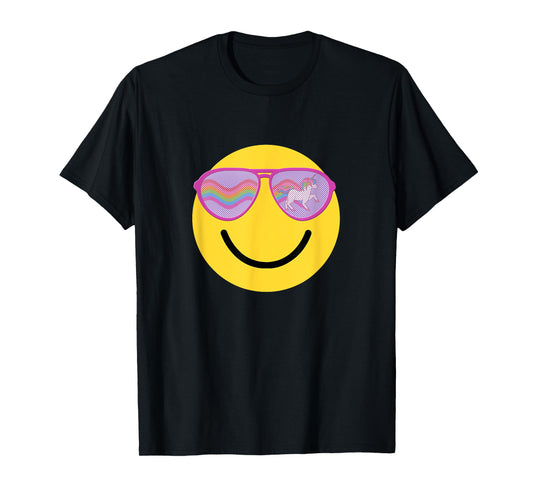 Emoticon Smiling Face With Unicorn Sunglasses T-Shirt