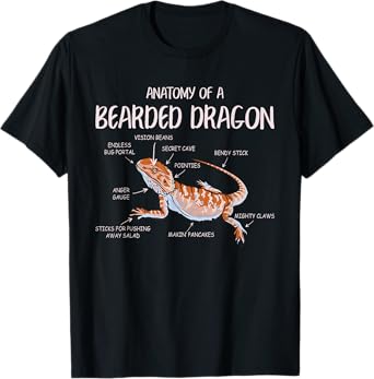 Anatomy Of A Bearded Dragon Pet Reptile Lizard Lovers Funny T-Shirt