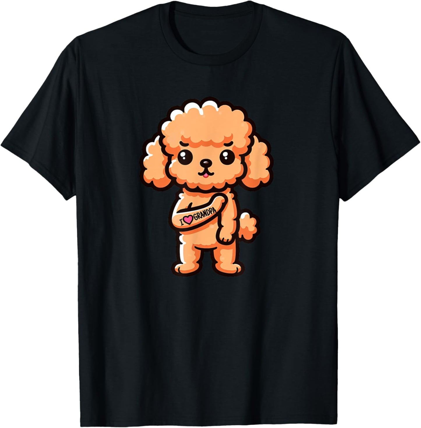 Toy Poodle I Love Grandpa Funny Dog Tattoo T-Shirt