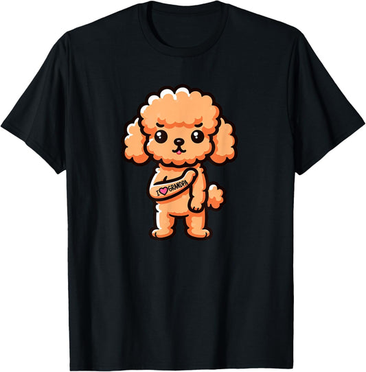 Toy Poodle I Love Grandpa Funny Dog Tattoo T-Shirt