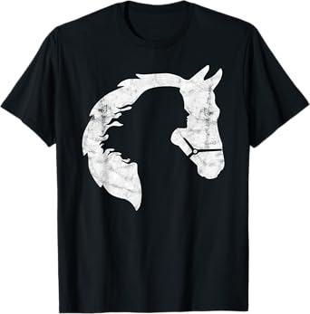Retro Horse Young Woman With Horse Love Horse Silhouette T-Shirt