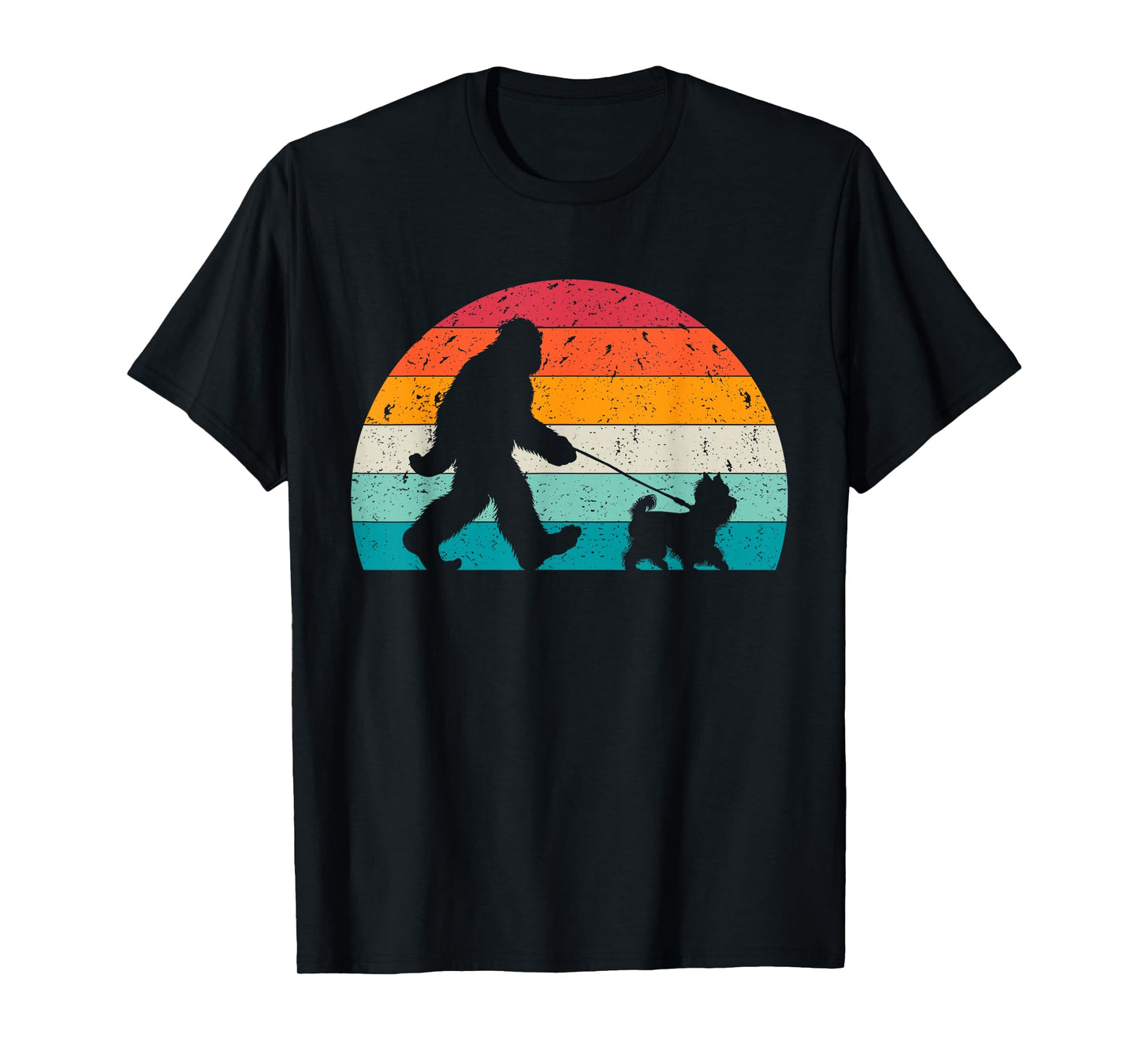 Bigfoot Walking a Dog Funny Yorkshire Terrier Lovers Dog Dad T-Shirt for Men Women Girls Kids