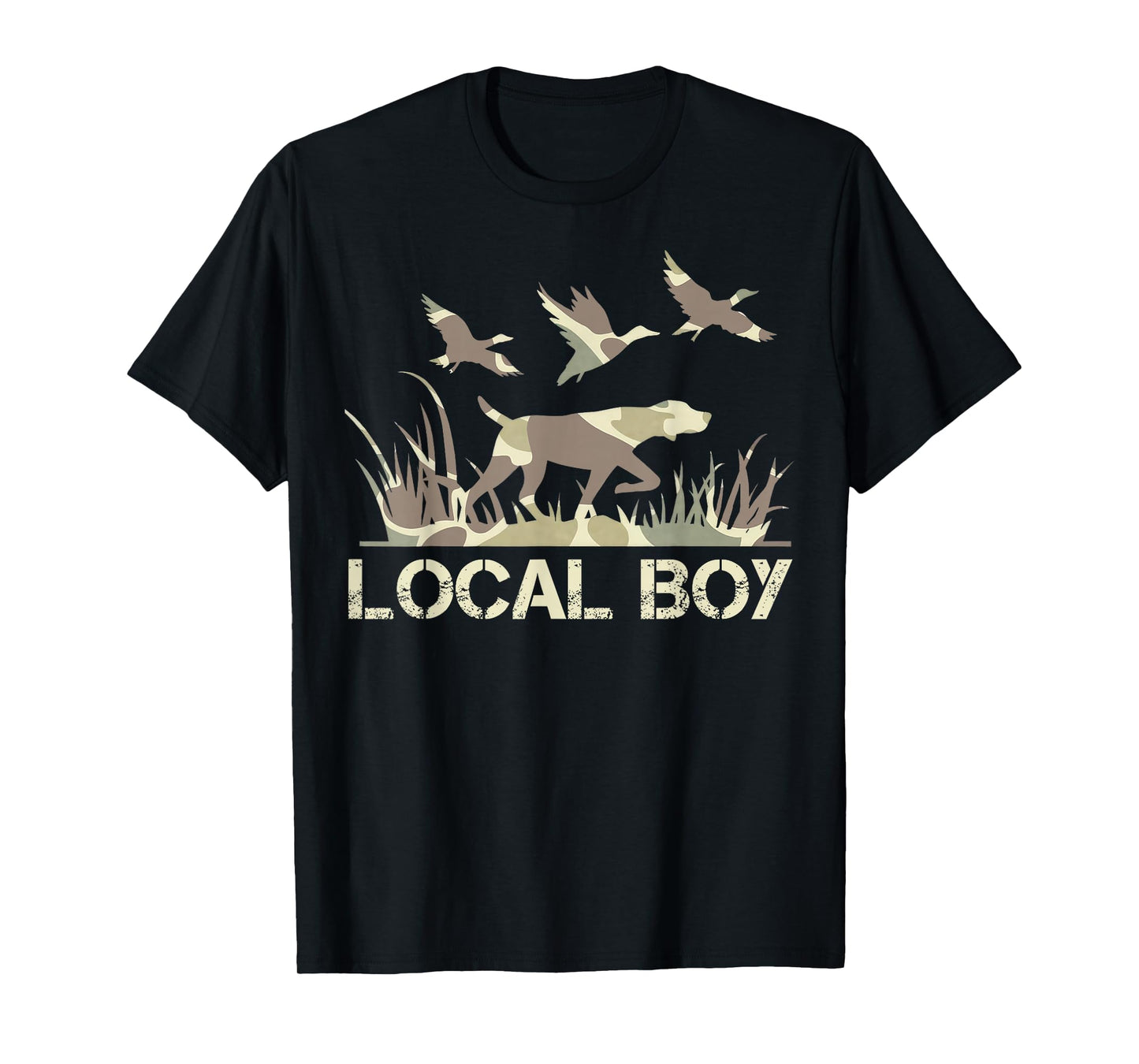 Retro Southern Boy Camouflage Hunting Dog Camo Duck Hunter T-Shirt