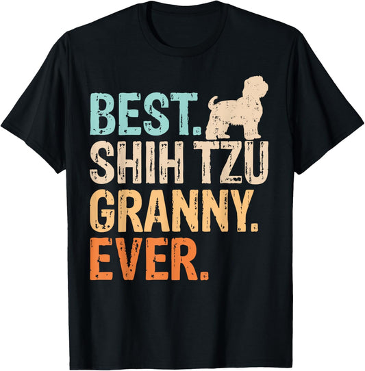 Best Shih Tzu Granny Ever Dog Lover Grandma Funny Retro T-Shirt