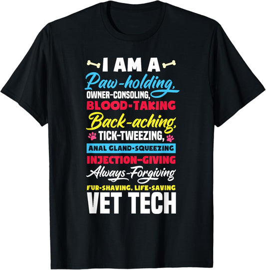 Vet Tech Paw Holding Funny Veterinary Technician T-Shirt