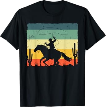 Retro Western Cowboy Design For Men Boys Horse Rider Cowboy T-Shirt