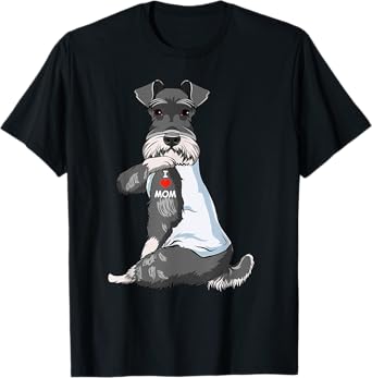 I Love Mom Tattoo Schnauzer Mom Dog Lover Women T-Shirt