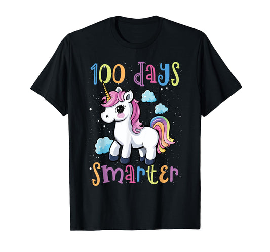 100 Days Smarter Unicorn Magic 100th Day Of School Kids T-Shirt
