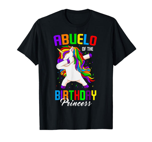 Abuelo of the Birthday Princess Unicorn Dabbing Bday Party T-Shirt