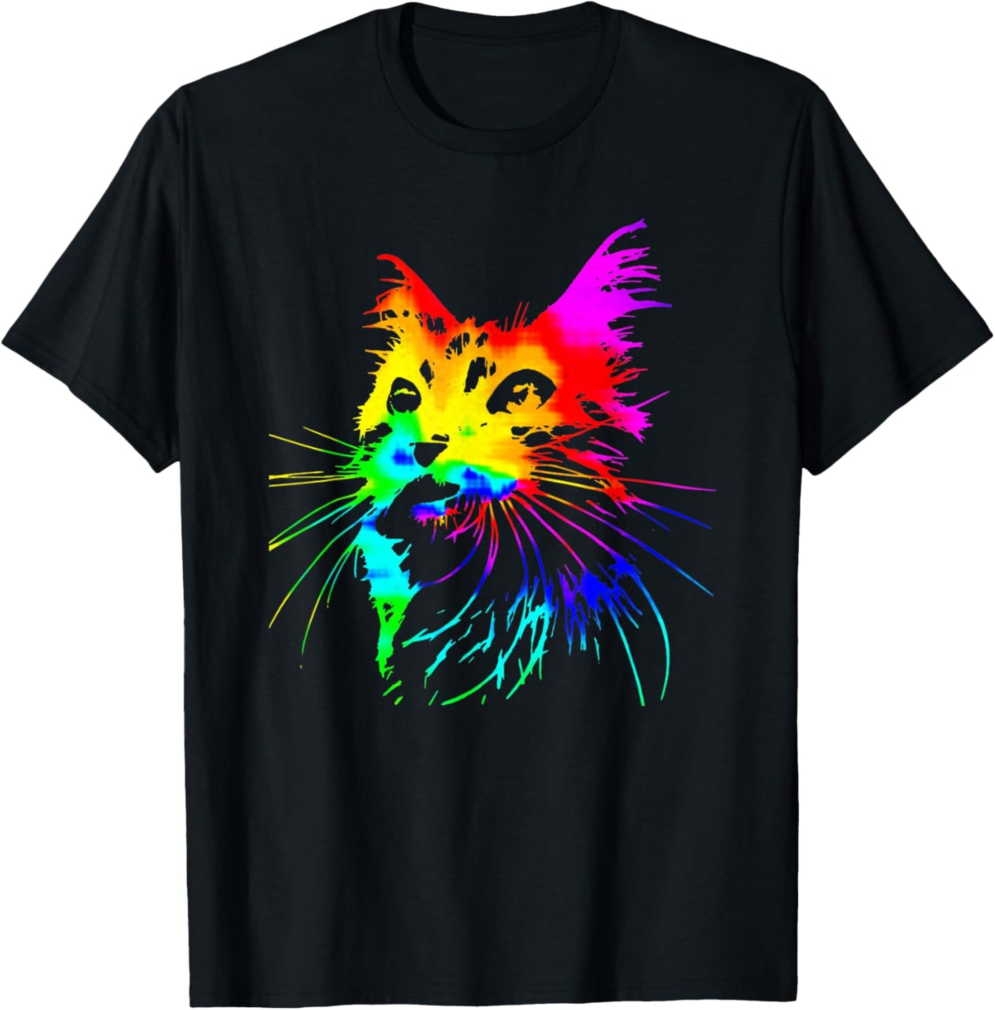 Tie Dye Cat Watercolor Adorable Kitten Design Cat Lover T-Shirt