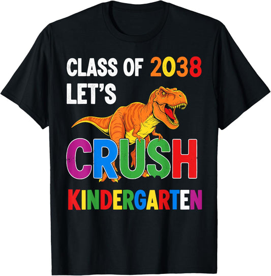 Dinosaur Back to School Crush Kindergarten Class of 2038 Boy T-Shirt