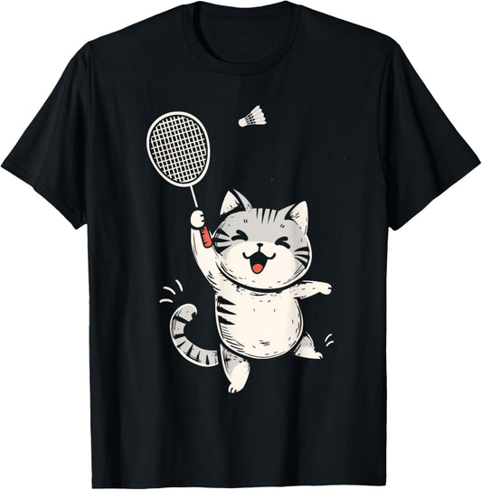 Cute Kitty Badminton Player Shuttlecock T-Shirt