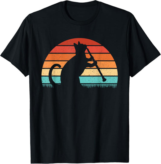 Clarinet Cat Player - Retro Clarinetist Music Lover T-Shirt