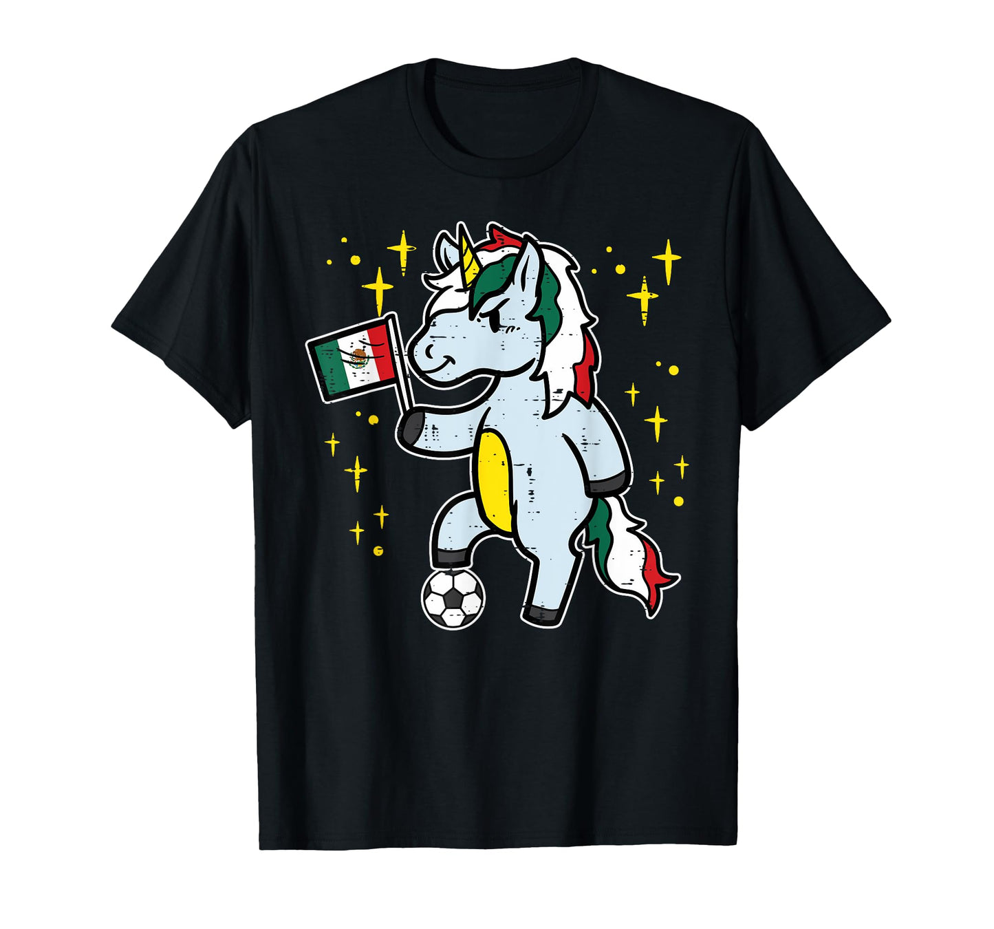 Mexico Flag Unicorn Football Soccer Fan Women Girls Kids T-Shirt