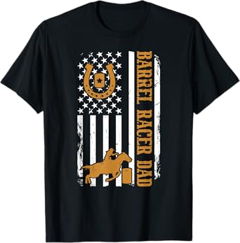Barrel Racer Dad American Flag Barrel Racing Dad Men T-Shirt