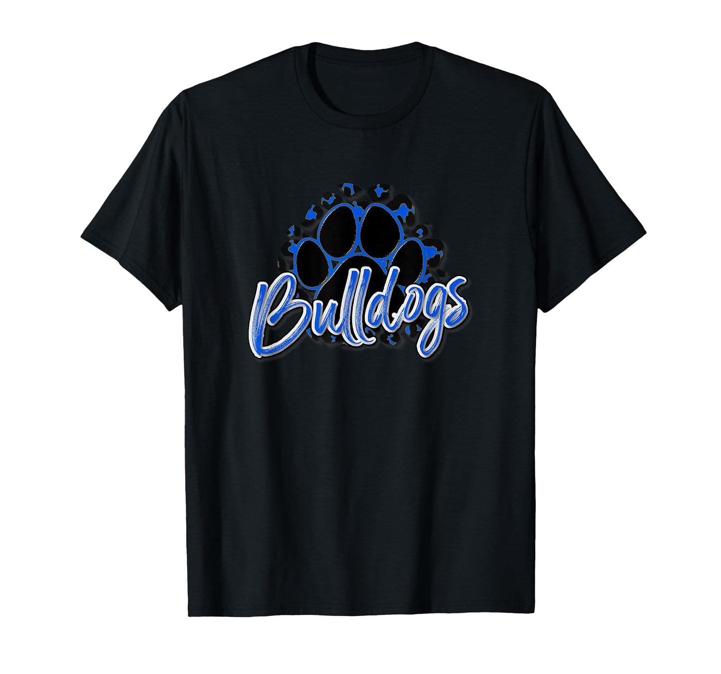 Bulldogs Blue Black Cheetah School Sports Fan Team Spirit T-Shirt