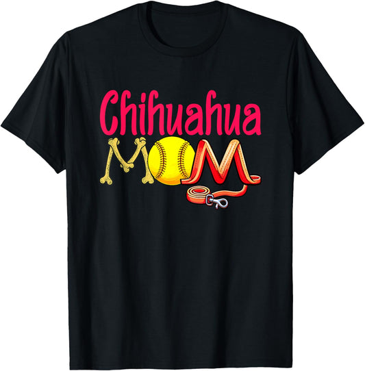 Chihuahua Mom Costume Softball Player Lover Dog Owner T-Shirt