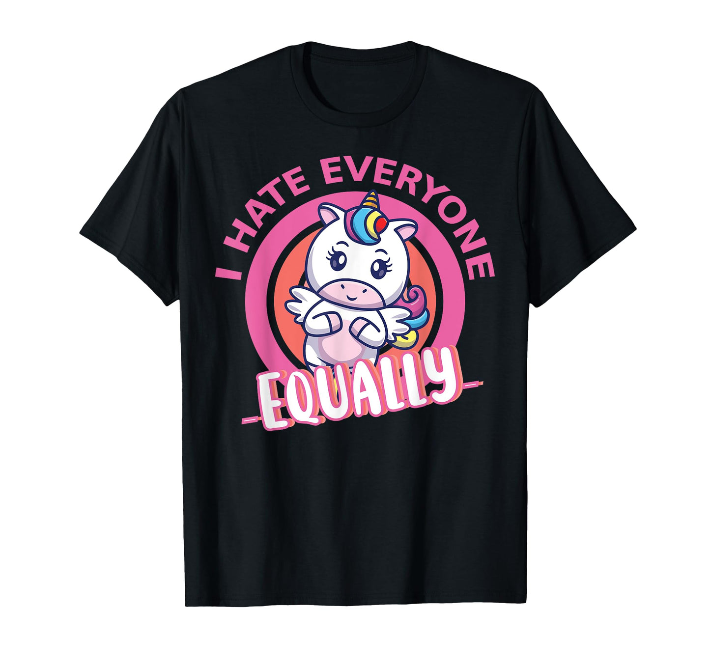 I Hate Everyone Equally People Suck Antisocial Unicorn Funny T-Shirt