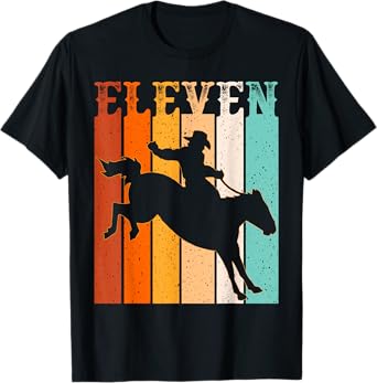 Cowboy 11th Birthday Rodeo Horse 11 Year Old Western Vintage T-Shirt