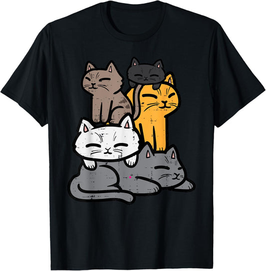 Cats Piled Up Cute Kitten Feline Women Girls Kids Toddler T-Shirt