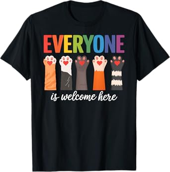Cat Paw, Everyone Is Welcome Here Idaho Teacher T-Shirt