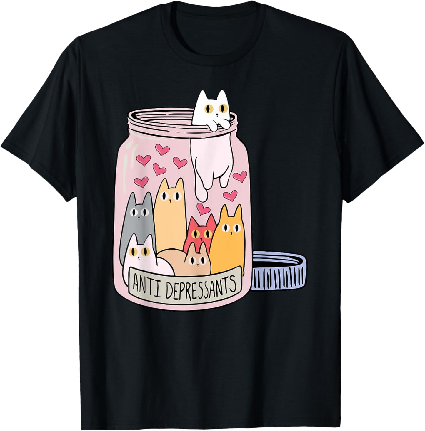 cute cat antidepressants funny mental health cat lover T-Shirt