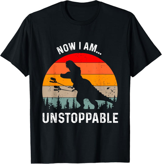 Now I Am Unstoppable Funny T-Rex Dinosaur Grabbing Stick T-Shirt
