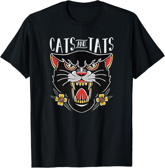 Cats and Tats, traditional style tattoo T-Shirt