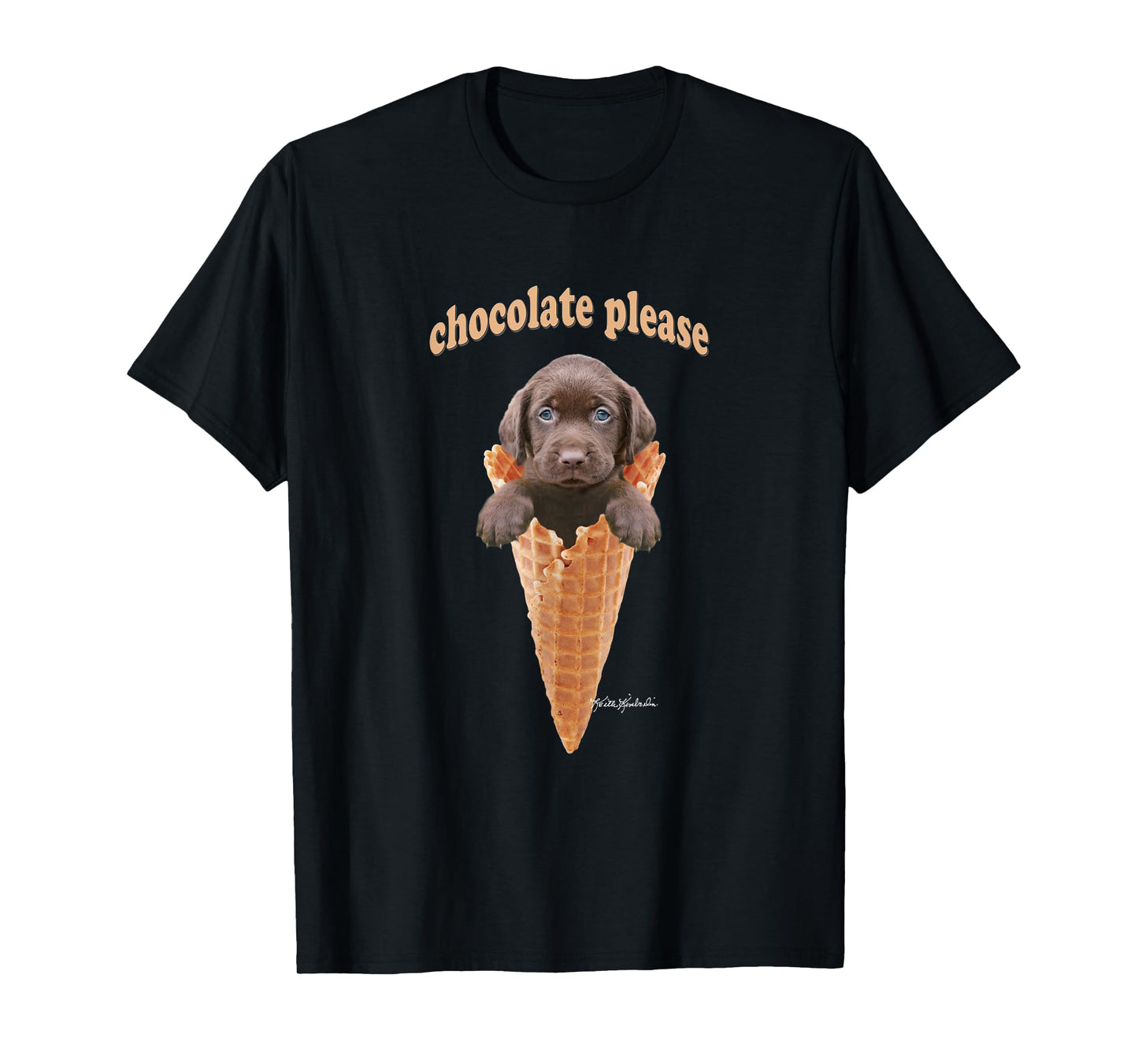 Chocolate Lab Puppy Ice Cream Cone T-shirt Cute Dog Tee Men Women Girls Kids T-Shirt