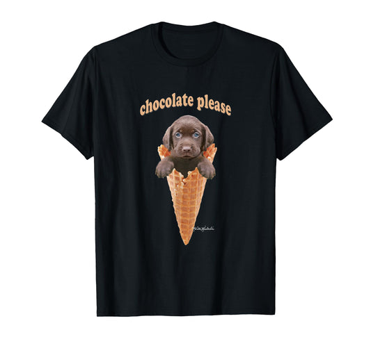 Chocolate Lab Puppy Ice Cream Cone T-shirt Cute Dog Tee Men Women Girls Kids T-Shirt