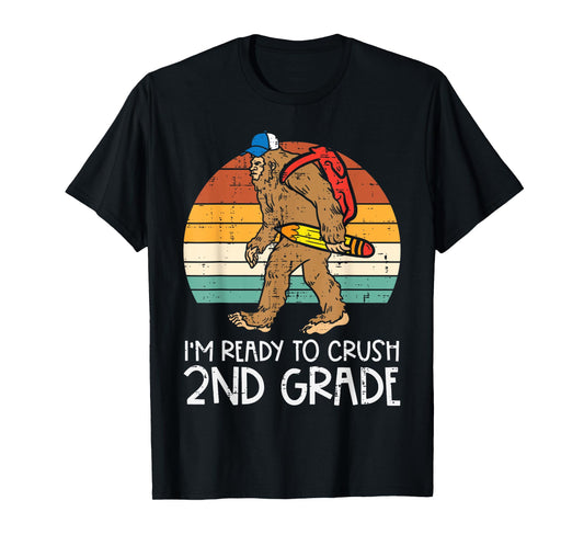 Bigfoot Sasquatch Crush 2nd Grade Second First Day Of School T-Shirt