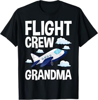Flight Crew Airplane 1st Birthday Grandma Airplane Family T-Shirt