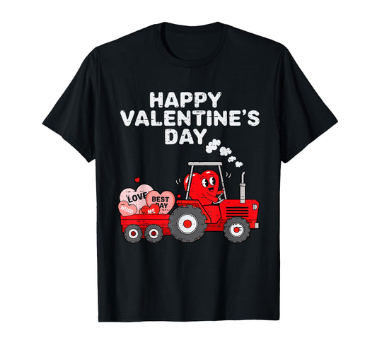 Valentines Day Heart In Tractor Funny Farm Toddler Boys Kids T-Shirt