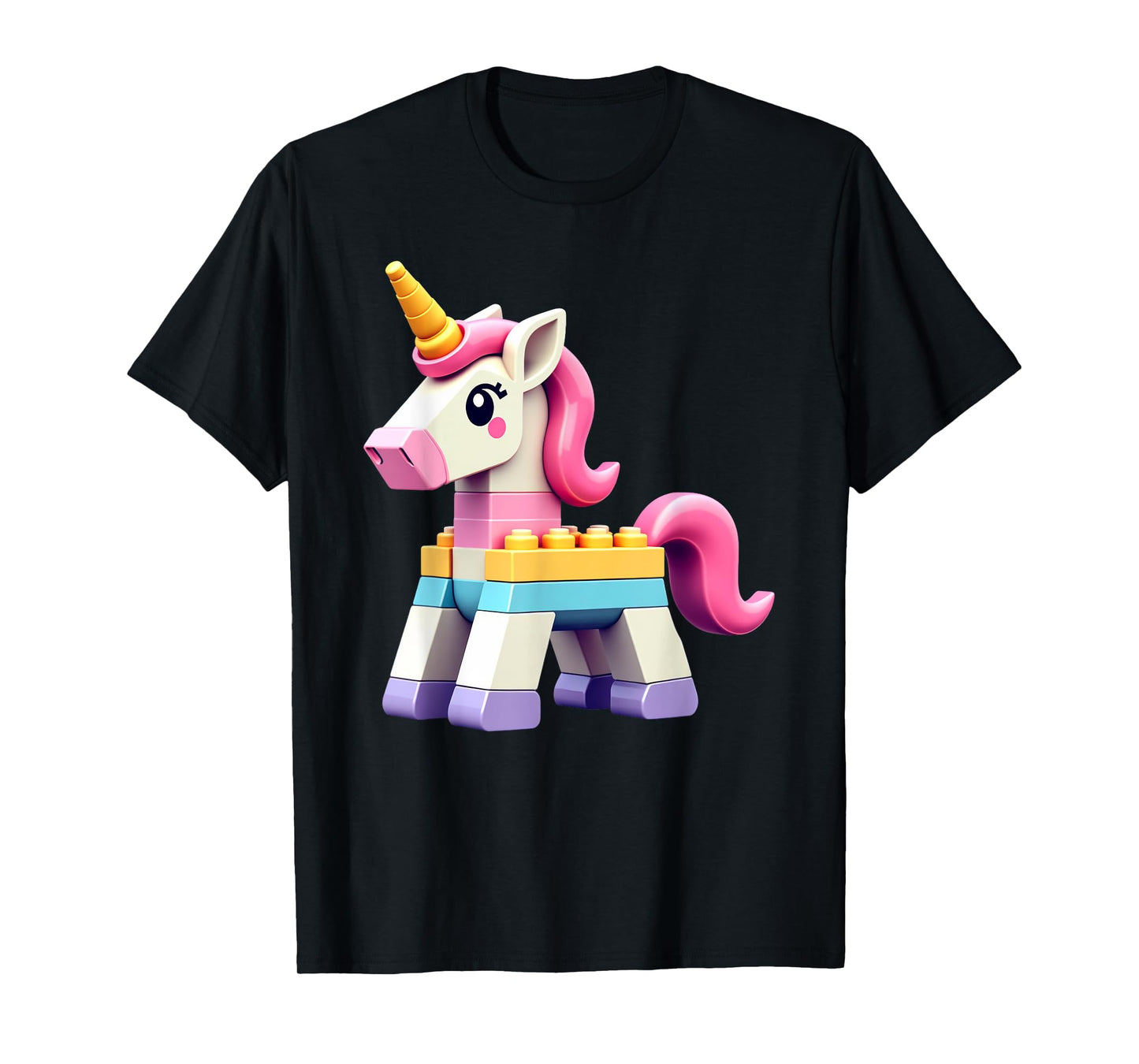 Master Builder Bricks Blocks Play Toys Unicorn Girls Kids T-Shirt