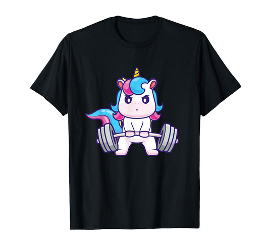 Funny Gym Shirts Deadlifting Unicorn - Workout Gym Weightlifting Bodybuilding T-Shirt, Small, Black
