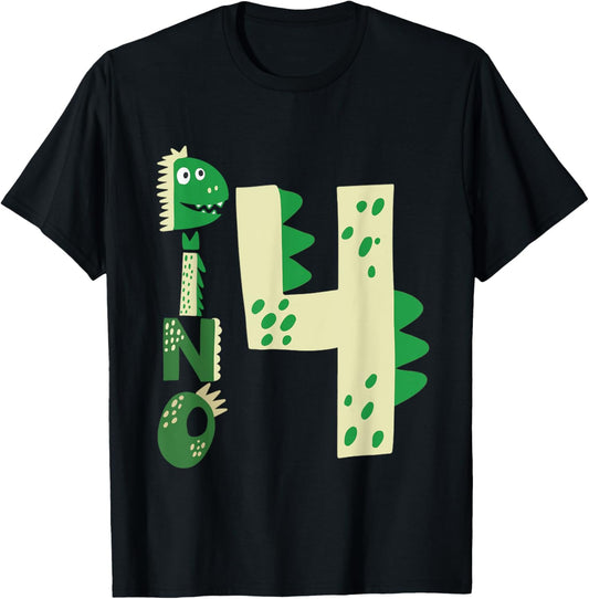 Dino Four Birthday Dinosaur 4th Birthday Boy Girl T-Shirt