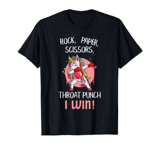 Rock Paper Scissors Throat Punch I Win Unicorn Boxing Boxers T-Shirt