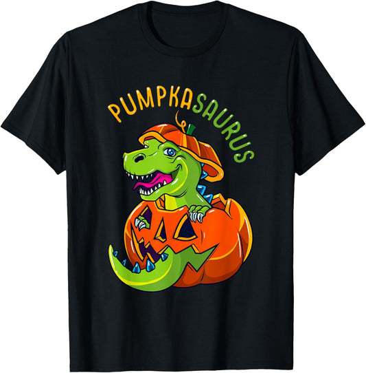 Halloween Boys Men Pumpkasaurus Dinosaur Pumpkin Funny T rex T-Shirt