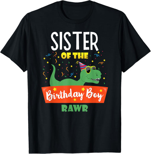 Sister of the Birthday Boy Funny Dinosaur Party Cute Dino T-Shirt