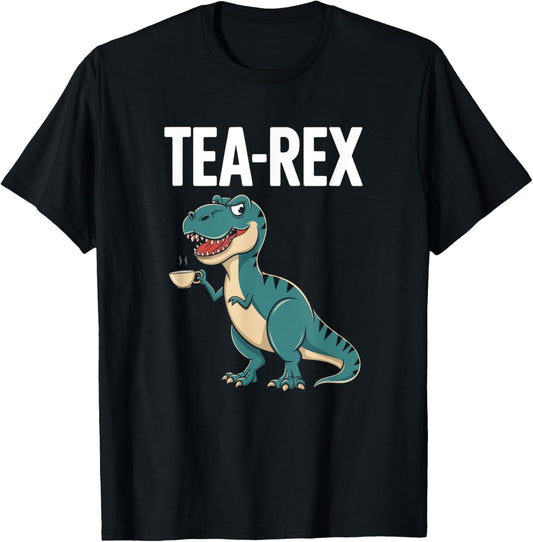 Tea-Rex Dinosaur Pun Funny T-Rex Drinking Tea Tyrannosaurus T-Shirt