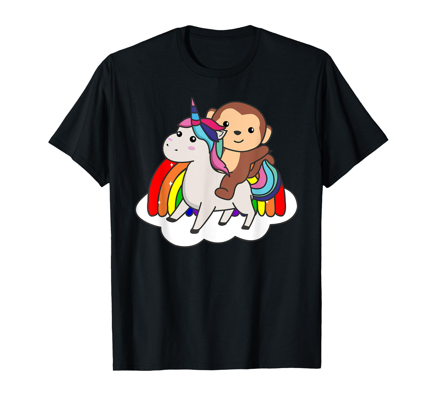 Monkey On Unicorn Rainbow Animals Sweet Monkey Unicorns T-Shirt
