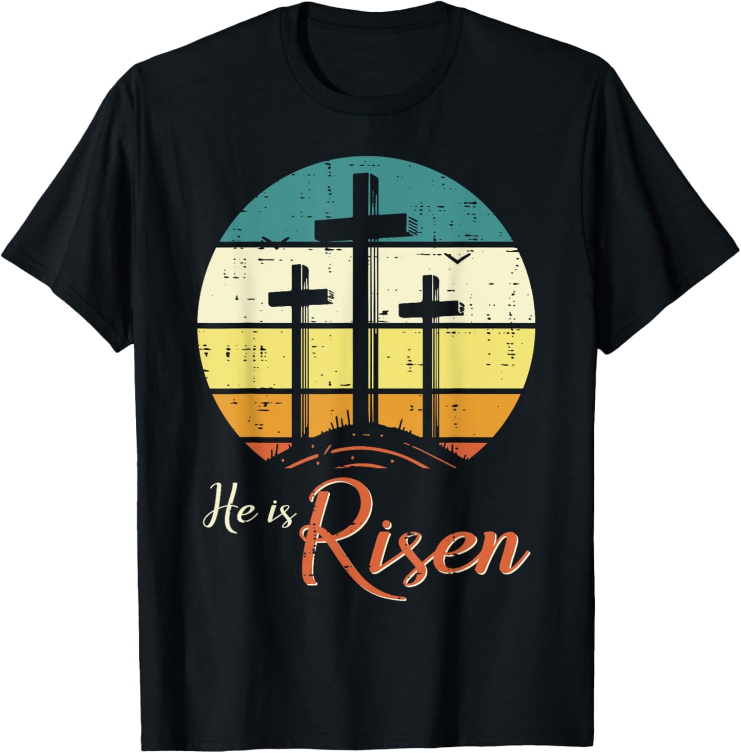 Easter Christian He Is Risen Retro Jesus Cross Women Men Kid T-Shirt