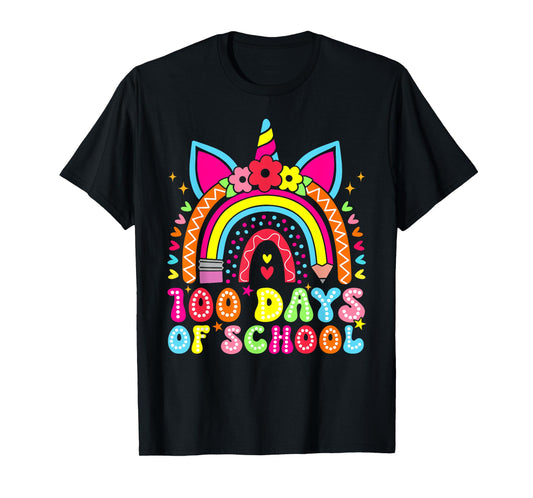 100 Days Of School Unicorn Rainbow 100th Day Of School T-Shirt