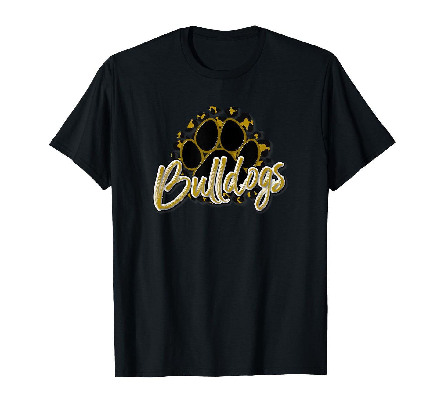 Bulldogs Gold Black Cheetah School Sports Fan Team Spirit T-Shirt