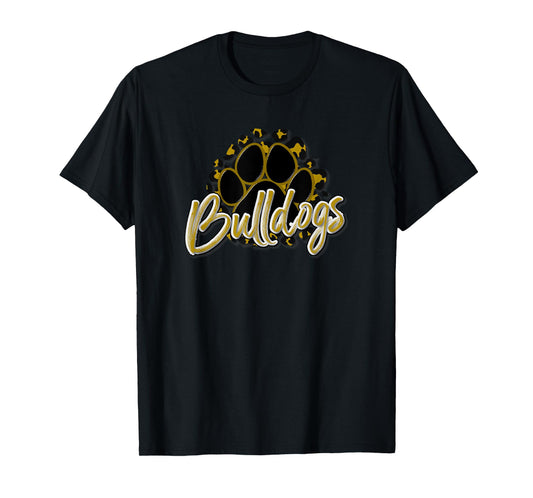 Bulldogs Gold Black Cheetah School Sports Fan Team Spirit T-Shirt