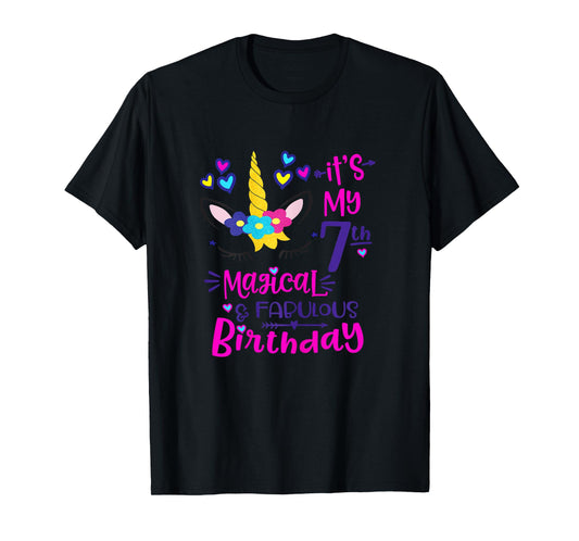 It's My 7th Magical & Fabulous Birthday 7 Year Old Unicorn T-Shirt