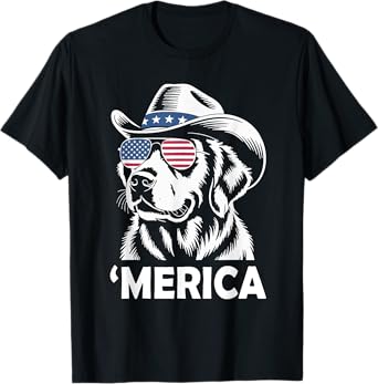 Golden Retriever 4th Of July Merica America Flag T-Shirt