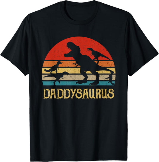 Daddy Dinosaur Daddysaurus 4 four kids For Father Dad T-Shirt